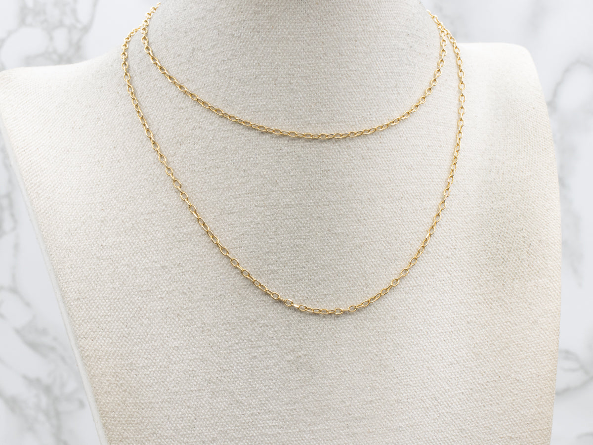Long Yellow Gold Cable Chain with Spring Ring Clasp