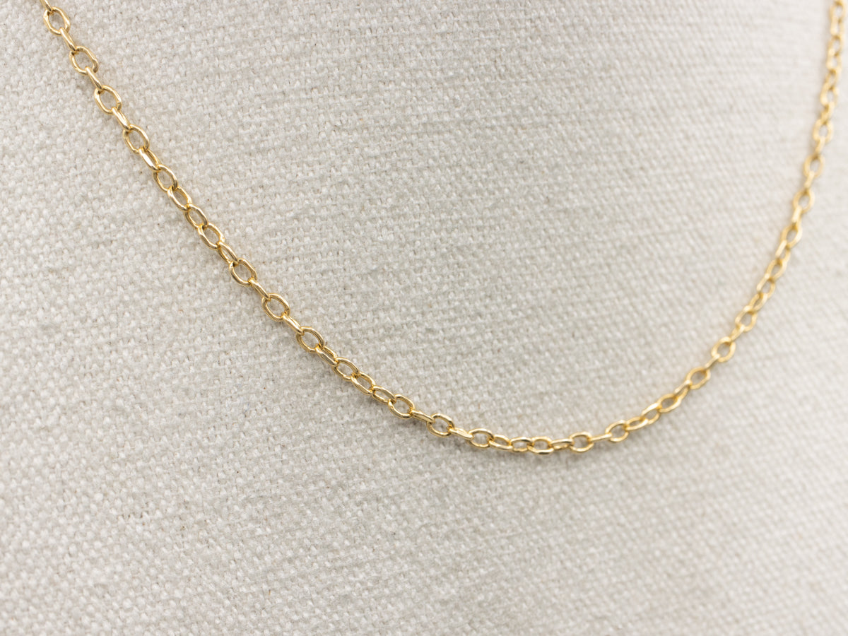Long Yellow Gold Cable Chain with Spring Ring Clasp