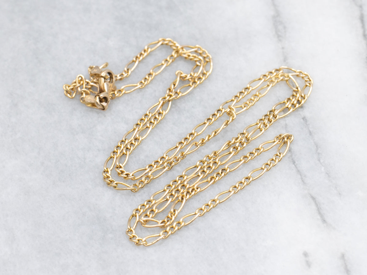 Italian 14-Karat Yellow Gold Figaro Chain with Lobster Clasp