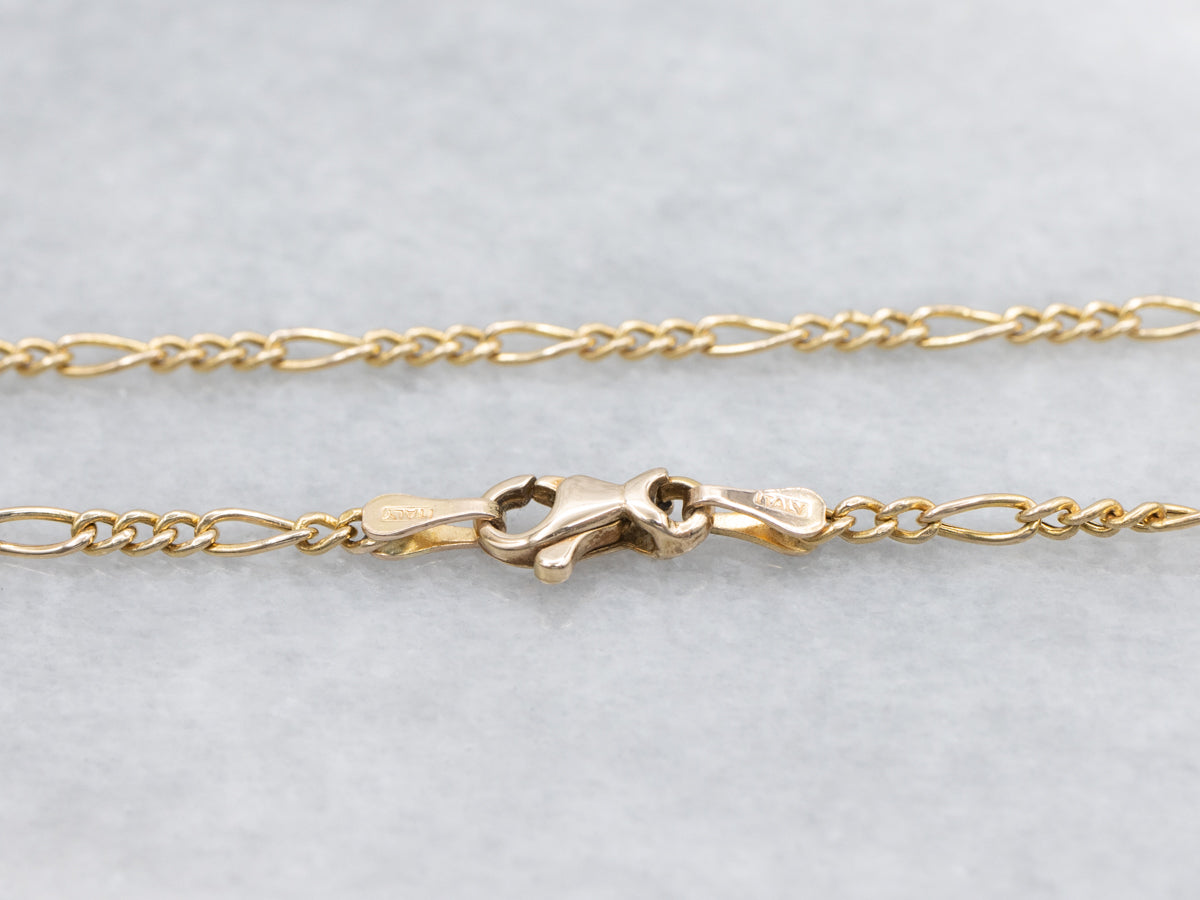 Italian 14-Karat Yellow Gold Figaro Chain with Lobster Clasp