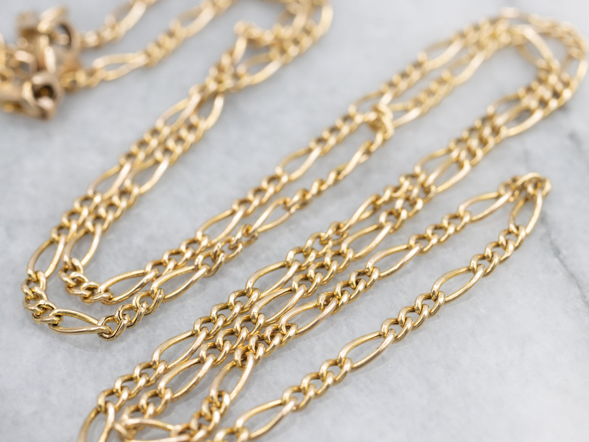 Italian 14-Karat Yellow Gold Figaro Chain with Lobster Clasp