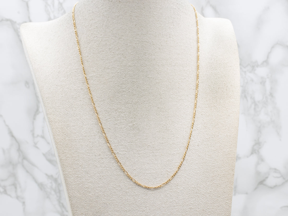 Italian 14-Karat Yellow Gold Figaro Chain with Lobster Clasp