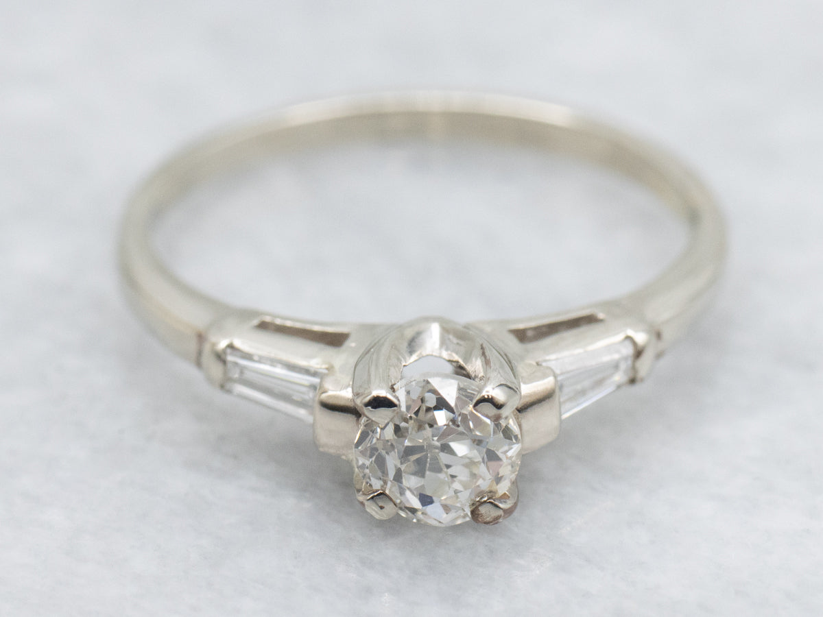 1950s Diamond White Gold Engagement Ring
