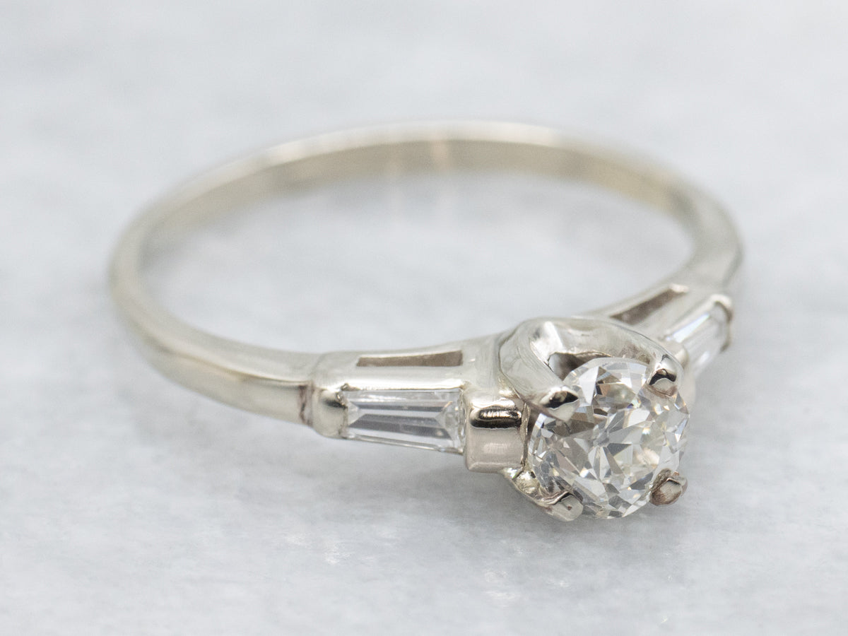 1950s Diamond White Gold Engagement Ring