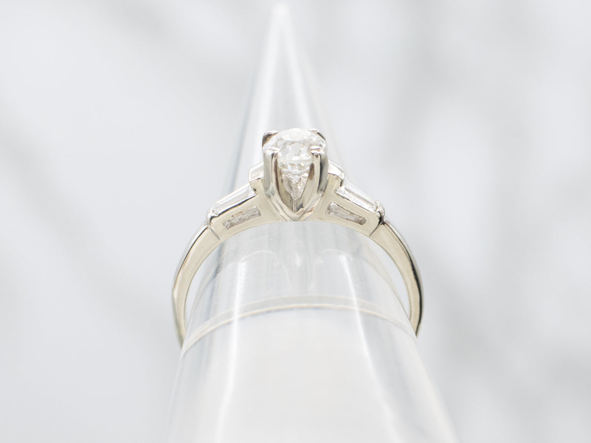 1950s Diamond White Gold Engagement Ring