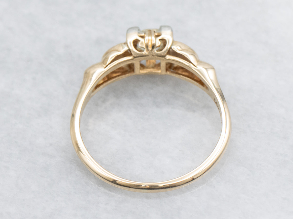 European Cut Diamond 1940s Solitaire Engagement Ring