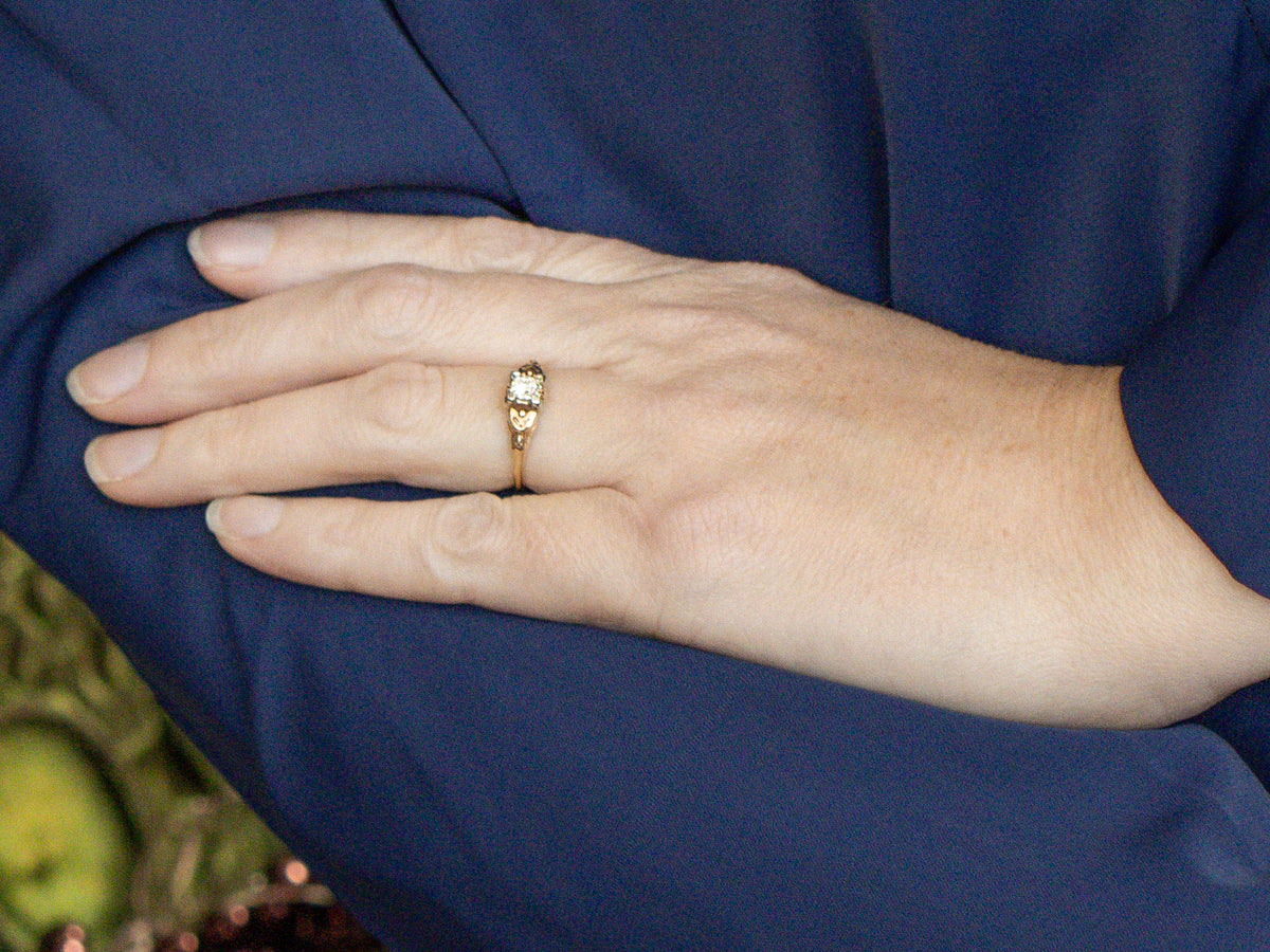 European Cut Diamond 1940s Solitaire Engagement Ring