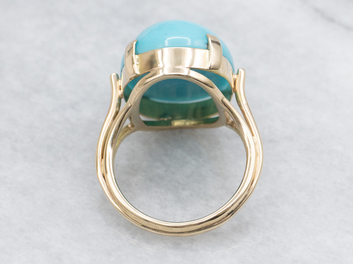 Oval-Cut Turquoise Yellow Gold Cabochon Ring