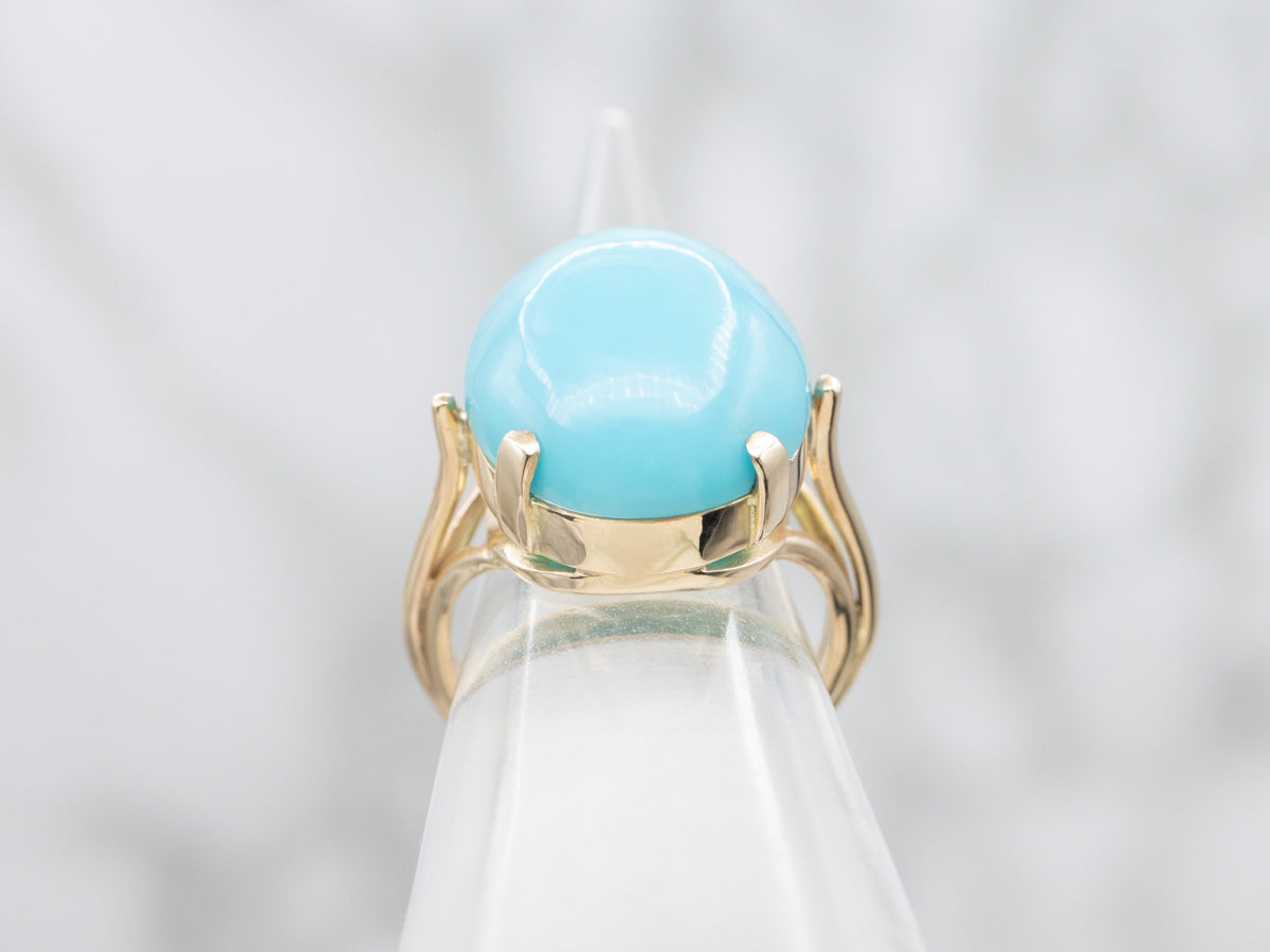 Oval-Cut Turquoise Yellow Gold Cabochon Ring