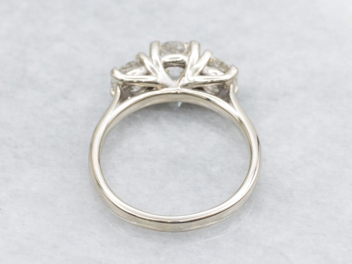14K White Gold Three Stone Diamond Engagement Ring, 1.00 Carat
