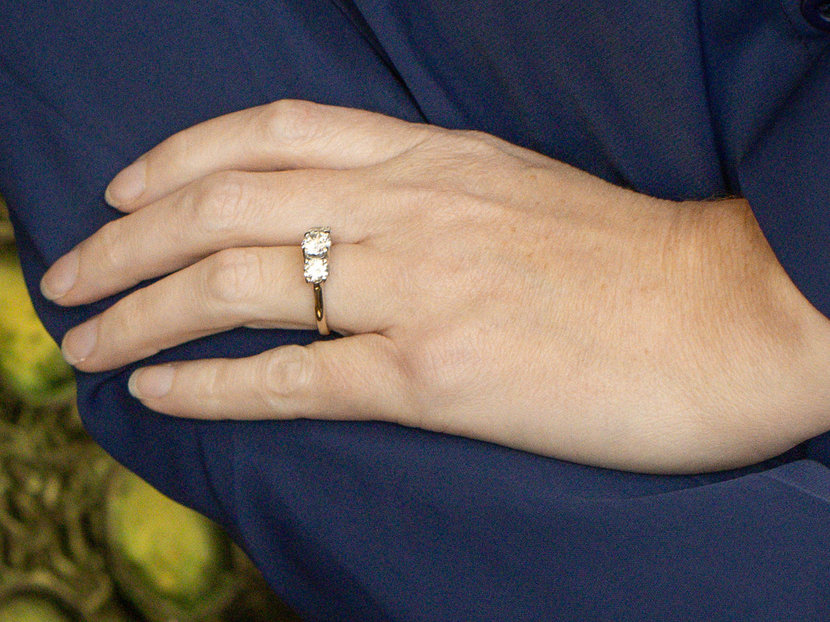 14K White Gold Three Stone Diamond Engagement Ring, 1.00 Carat