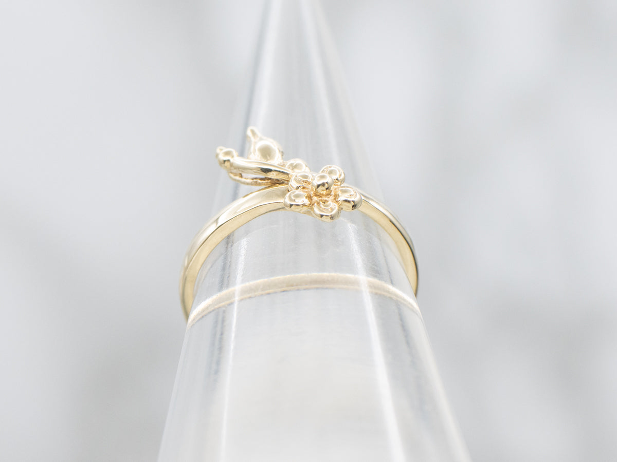 Yellow Gold Flower Blossom Bypass Ring
