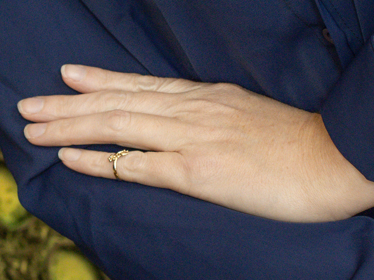 Yellow Gold Flower Blossom Bypass Ring