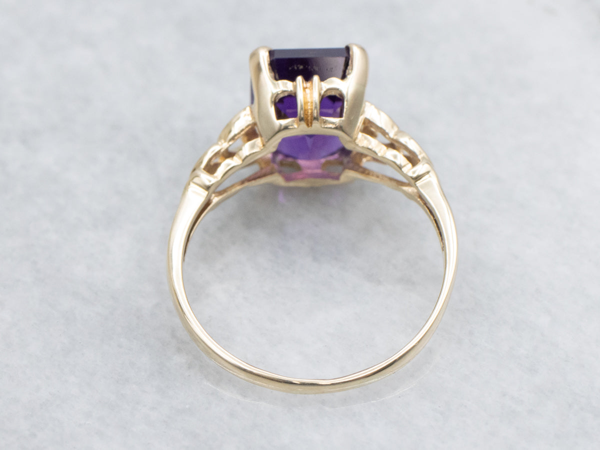 Amethyst Yellow Gold Solitaire Ring
