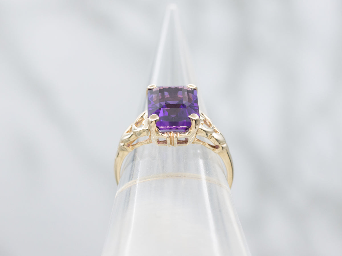 Amethyst Yellow Gold Solitaire Ring