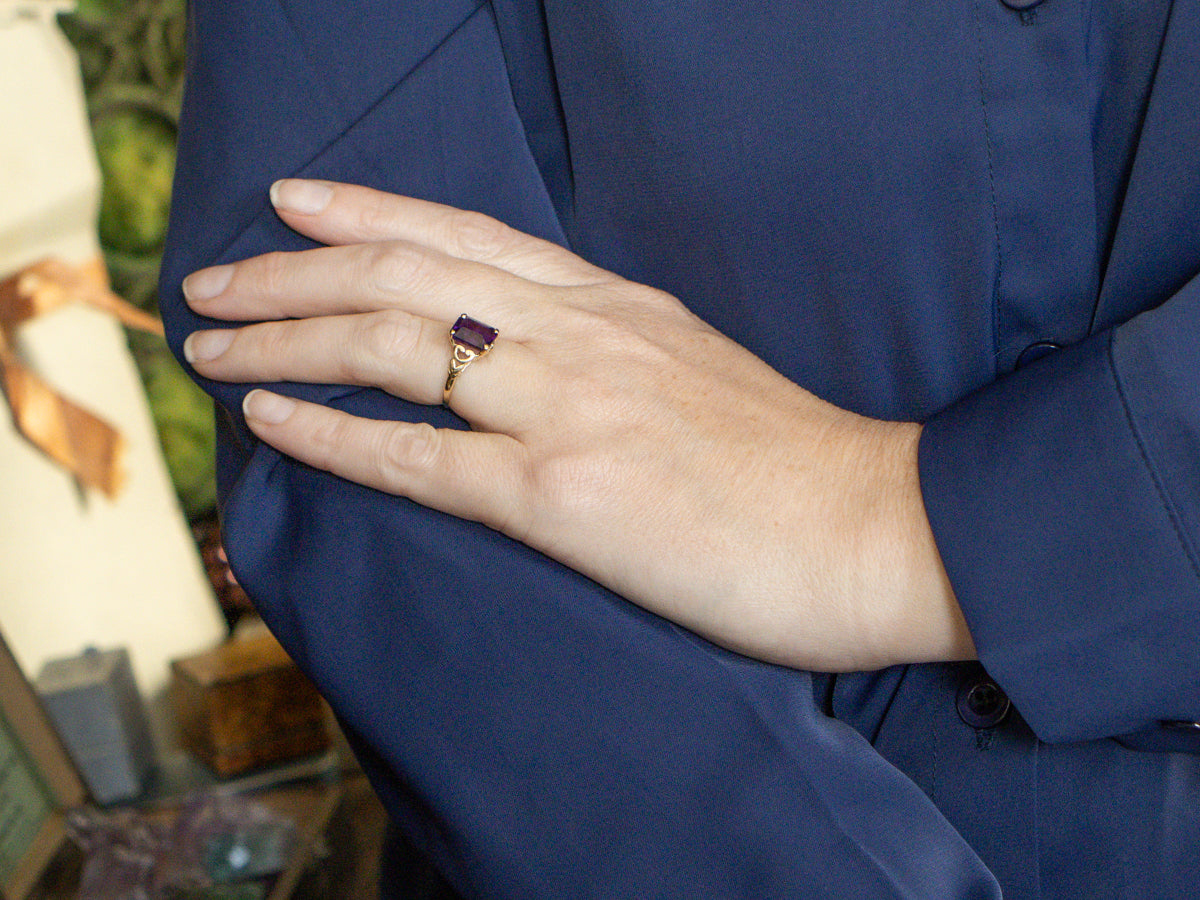 Amethyst Yellow Gold Solitaire Ring