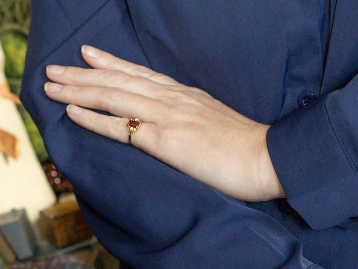 Garnet and Synthetic Spinel Gold Ring