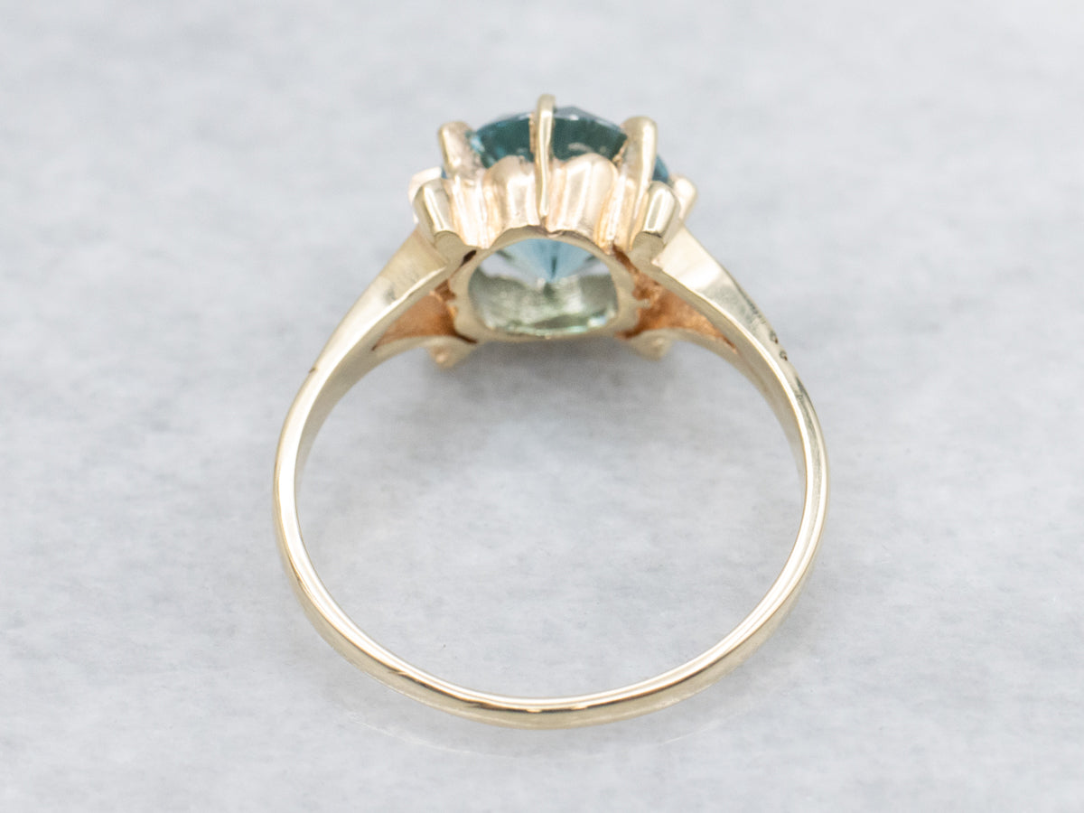 Vintage Gold Blue Zircon Gold Solitaire Ring