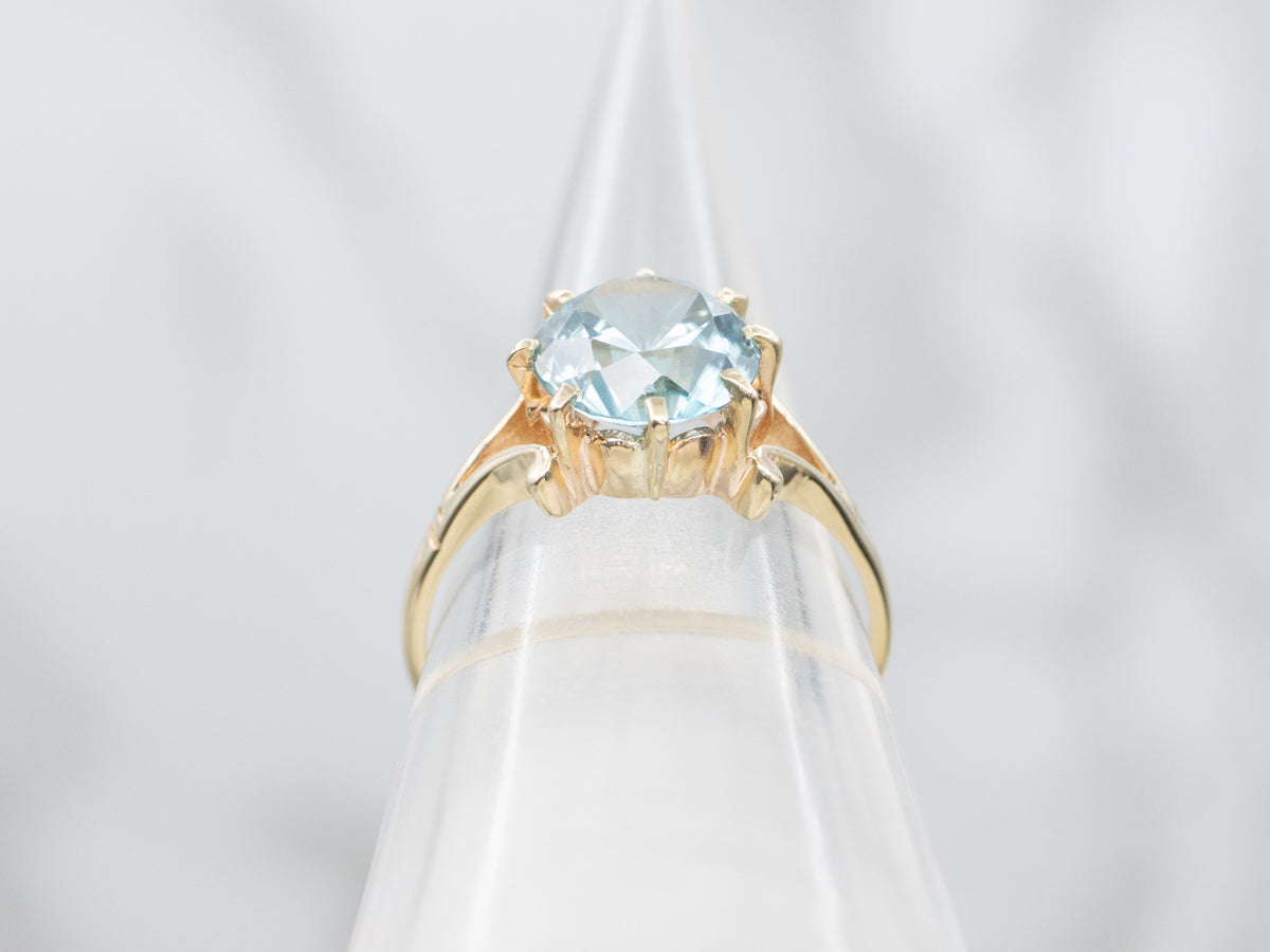 Vintage Gold Blue Zircon Gold Solitaire Ring