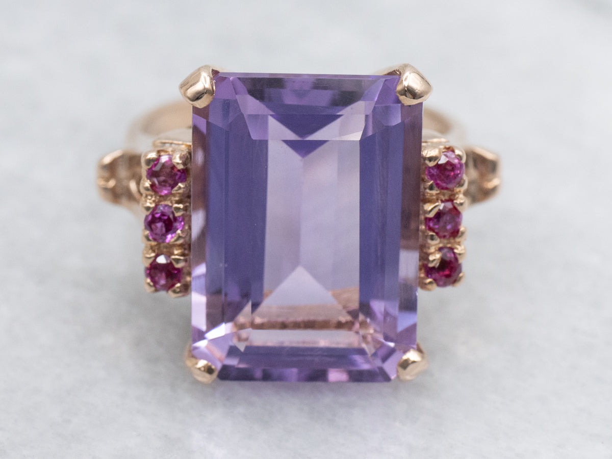 Vintage Rose Gold Amethyst and Ruby Cocktail Ring