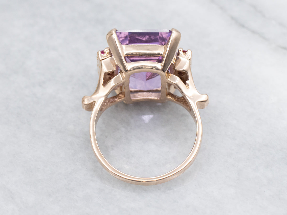 Vintage Rose Gold Amethyst and Ruby Cocktail Ring