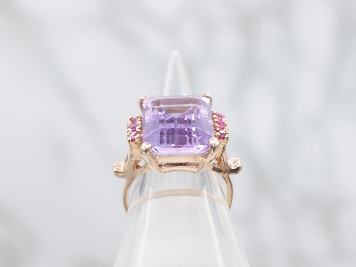 Vintage Rose Gold Amethyst and Ruby Cocktail Ring