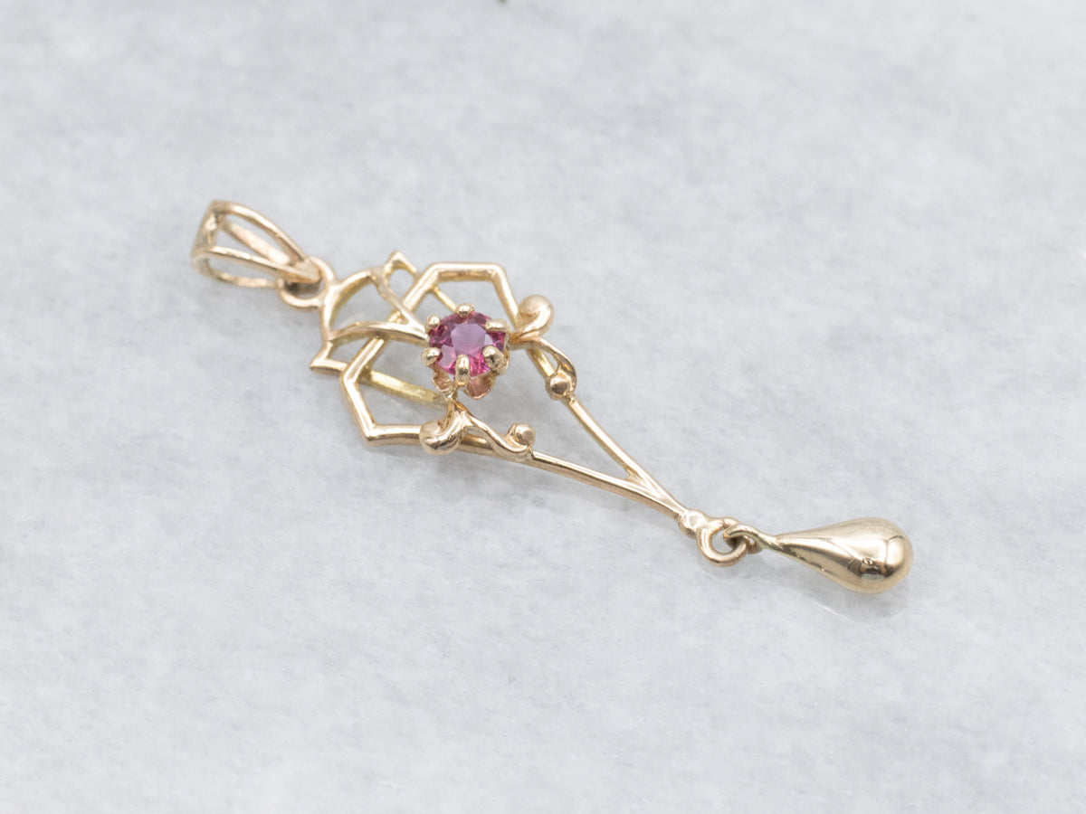 Sweet Ruby Rose Gold Lavalier Pendant
