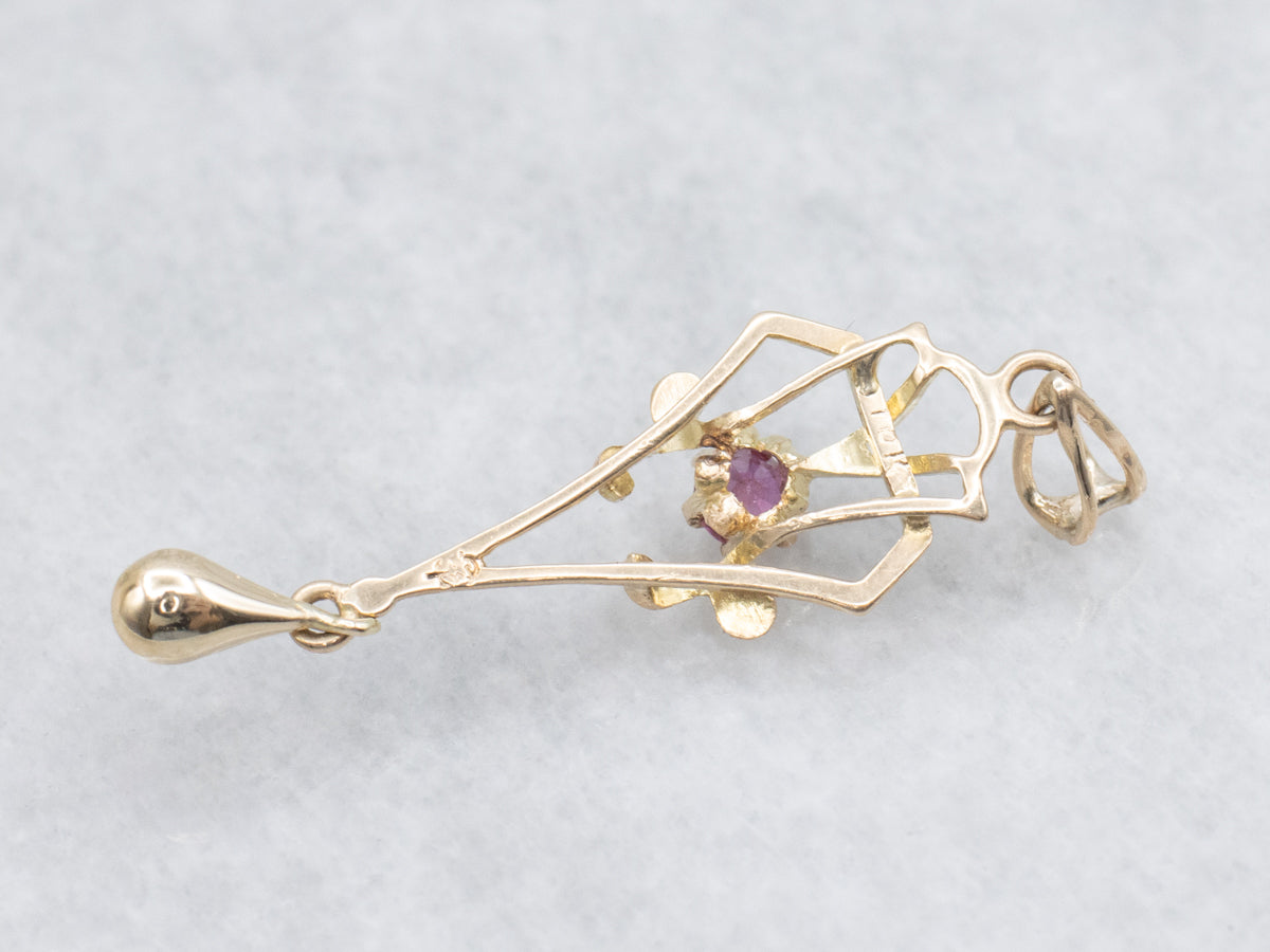 Sweet Ruby Rose Gold Lavalier Pendant