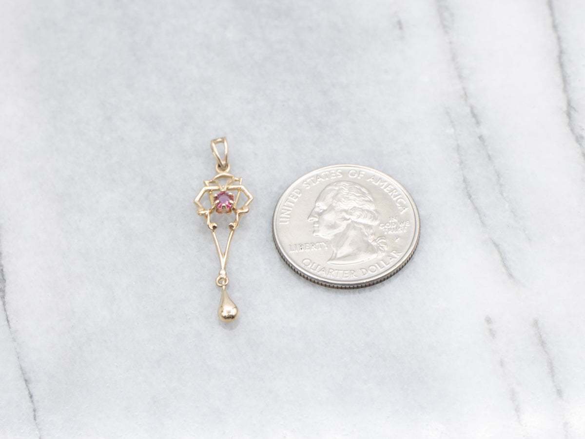 Sweet Ruby Rose Gold Lavalier Pendant