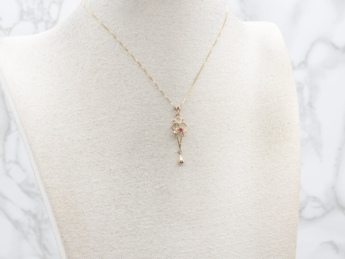 Sweet Ruby Rose Gold Lavalier Pendant