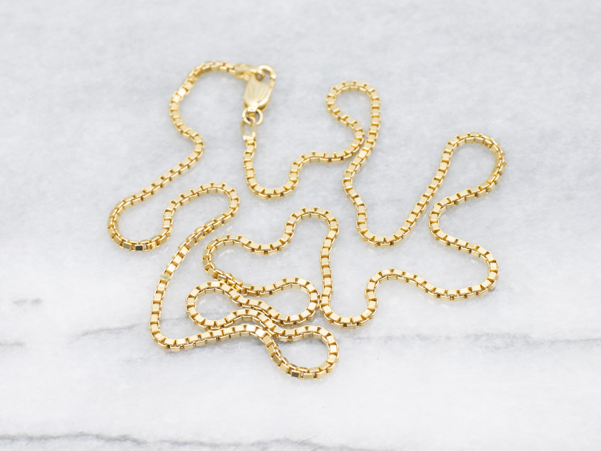 Italian Yellow Gold Box Chain with Lobster Clasp