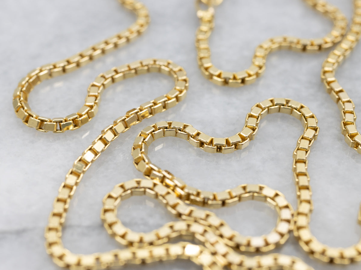 Italian Yellow Gold Box Chain with Lobster Clasp