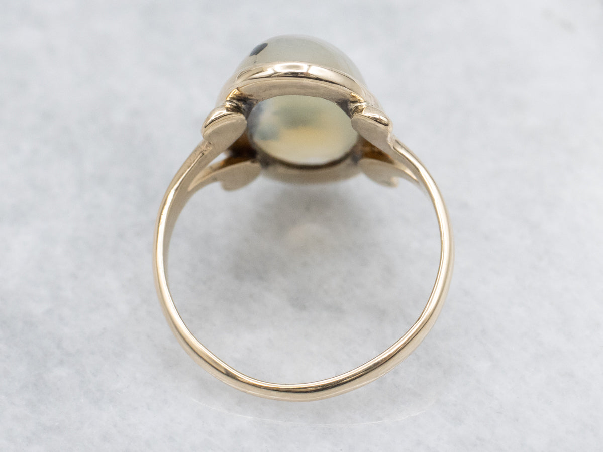 Montana Agate Vintage Yellow Gold Solitaire Ring
