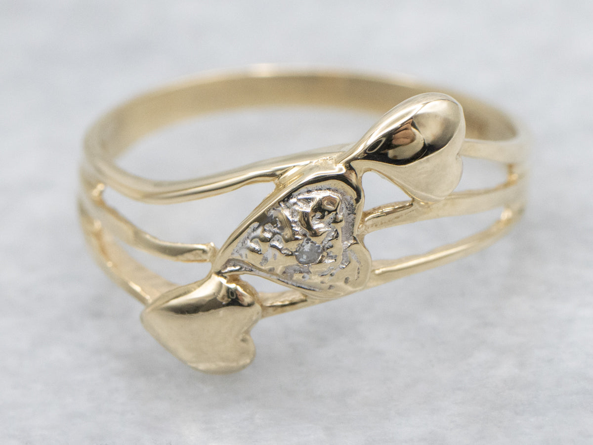 Vintage Triple Heart Diamond Sweetheart Band