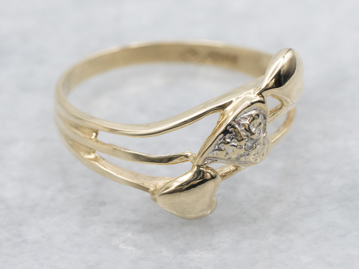 Vintage Triple Heart Diamond Sweetheart Band