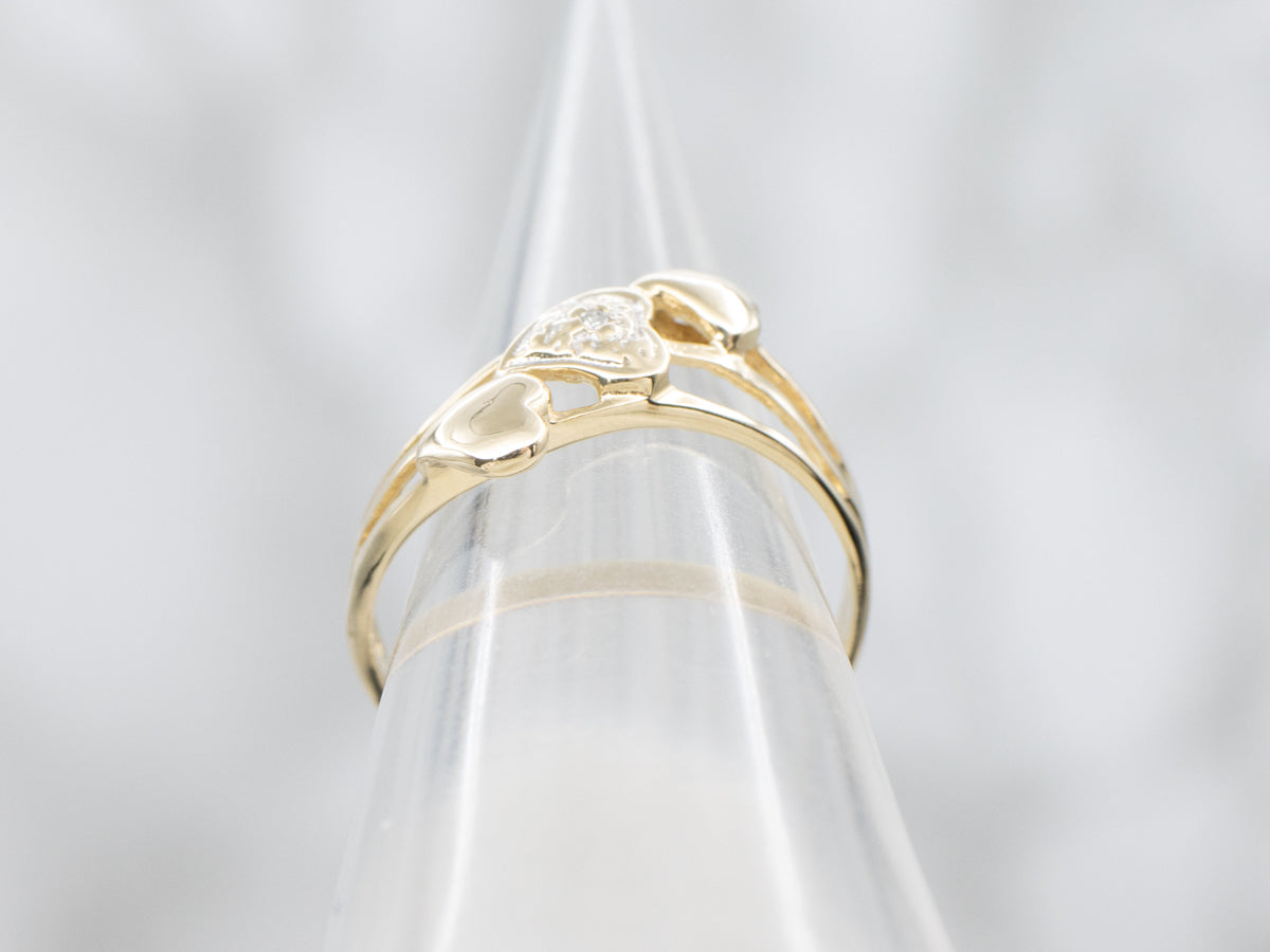 Vintage Triple Heart Diamond Sweetheart Band