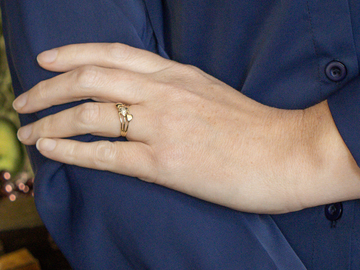 Vintage Triple Heart Diamond Sweetheart Band