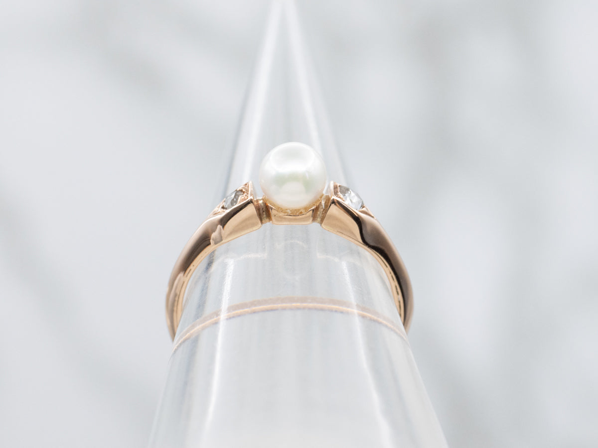 Antique Rose Cut Diamond and Pearl Ring
