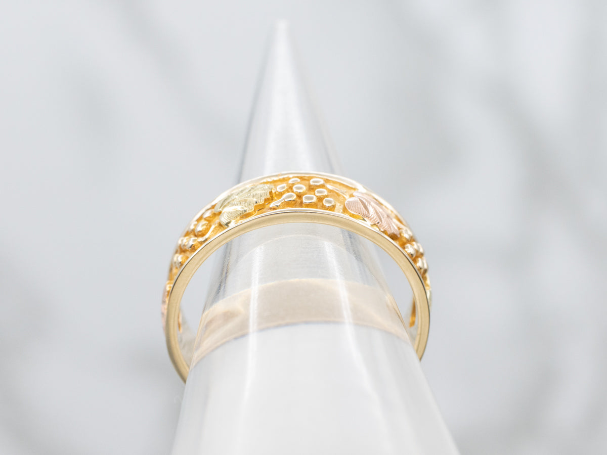 Black Hills Gold Tri-Color Grape Vine Patterned Band
