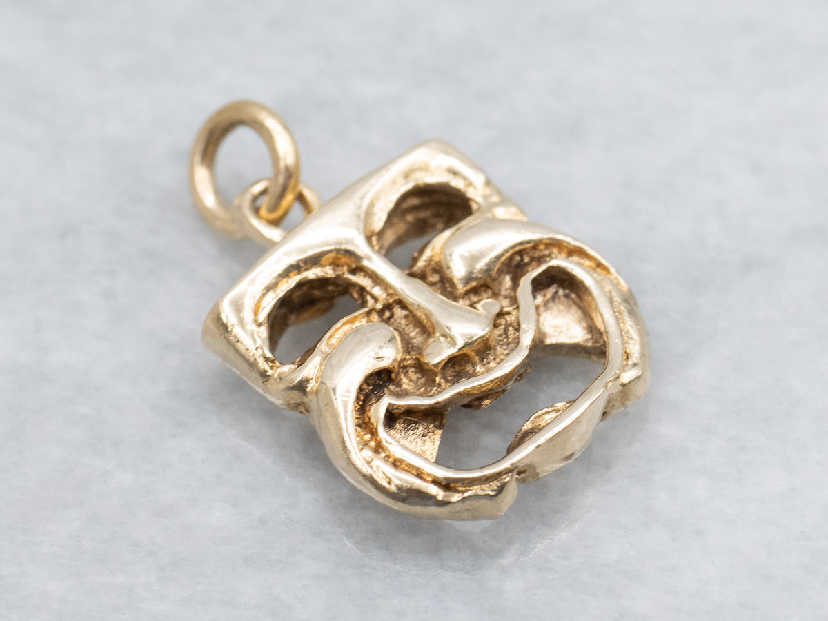 Reversible Comedy and Tragedy Masks Charm Pendant