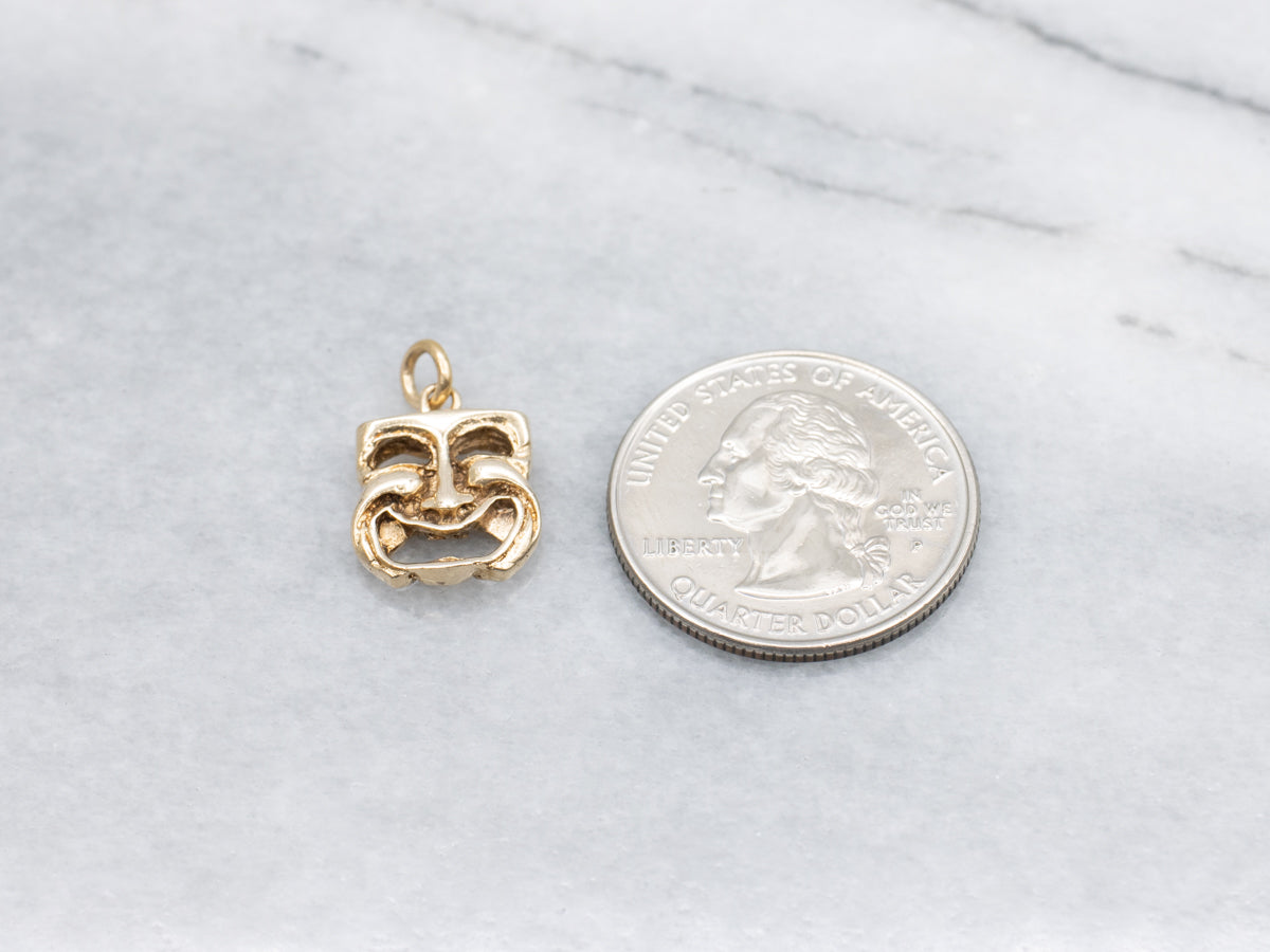 Reversible Comedy and Tragedy Masks Charm Pendant