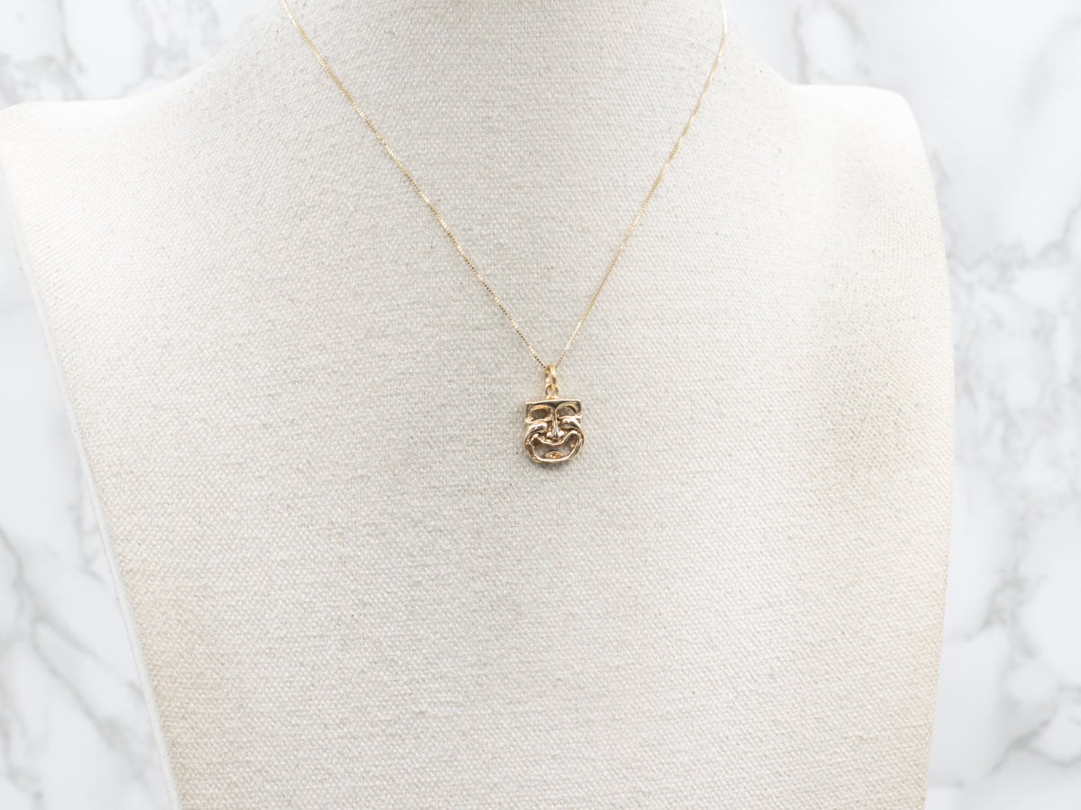 Reversible Comedy and Tragedy Masks Charm Pendant