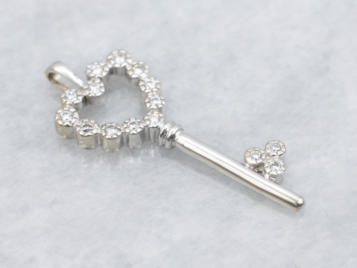 Sparkling Diamond "Key to My Heart" Pendant