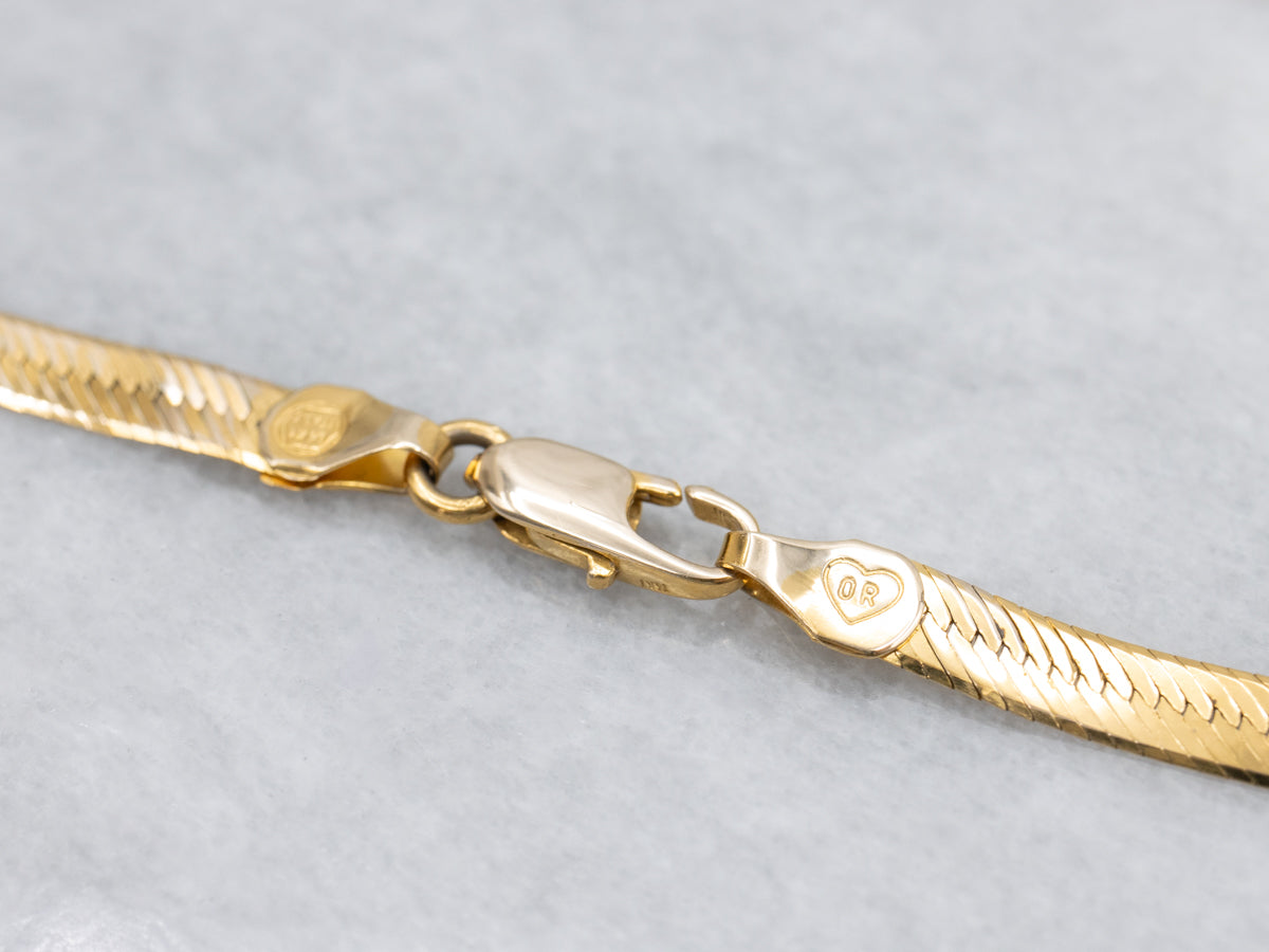Classic Yellow Gold Herringbone Chain with Lobster Clasp