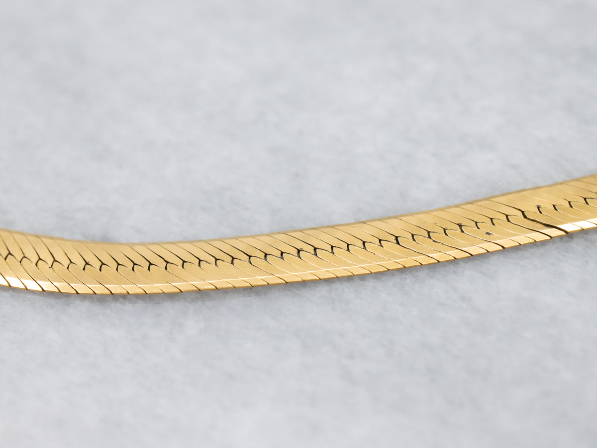 Classic Yellow Gold Herringbone Chain with Lobster Clasp