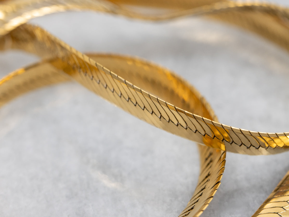 Classic Yellow Gold Herringbone Chain with Lobster Clasp