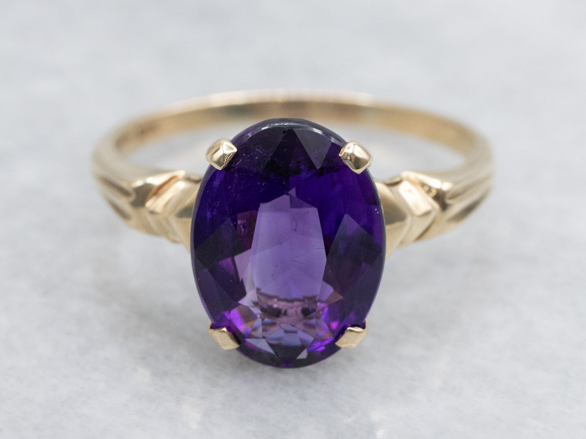 Vintage Gold Amethyst Solitaire Ring
