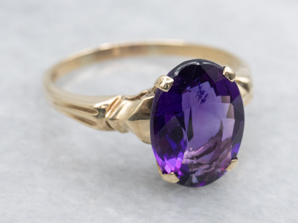 Vintage Gold Amethyst Solitaire Ring
