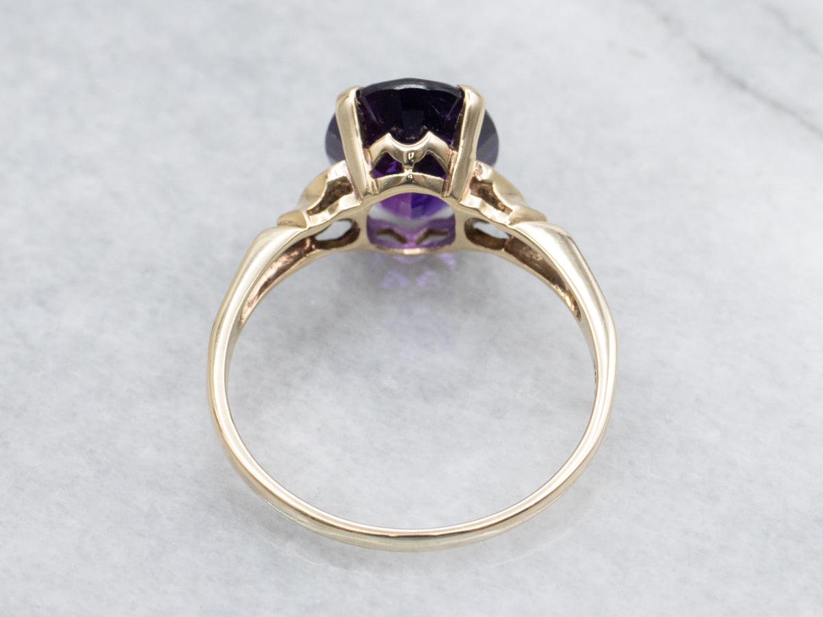 Vintage Gold Amethyst Solitaire Ring