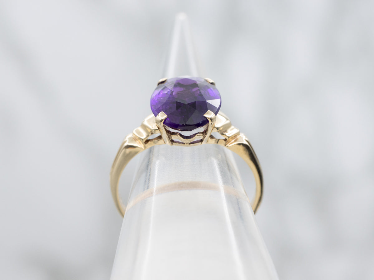 Vintage Gold Amethyst Solitaire Ring